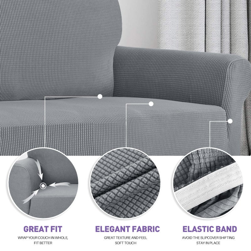 ZNSAYOTX Super Stretch Chair Slipcover Universal Sofa Chair Covers for Living Room Dogs Pet Furniture Protector Spandex Armchair Slipcovers with Anti Slip Foam Sticks (Light Grey, Chair) - Image 3